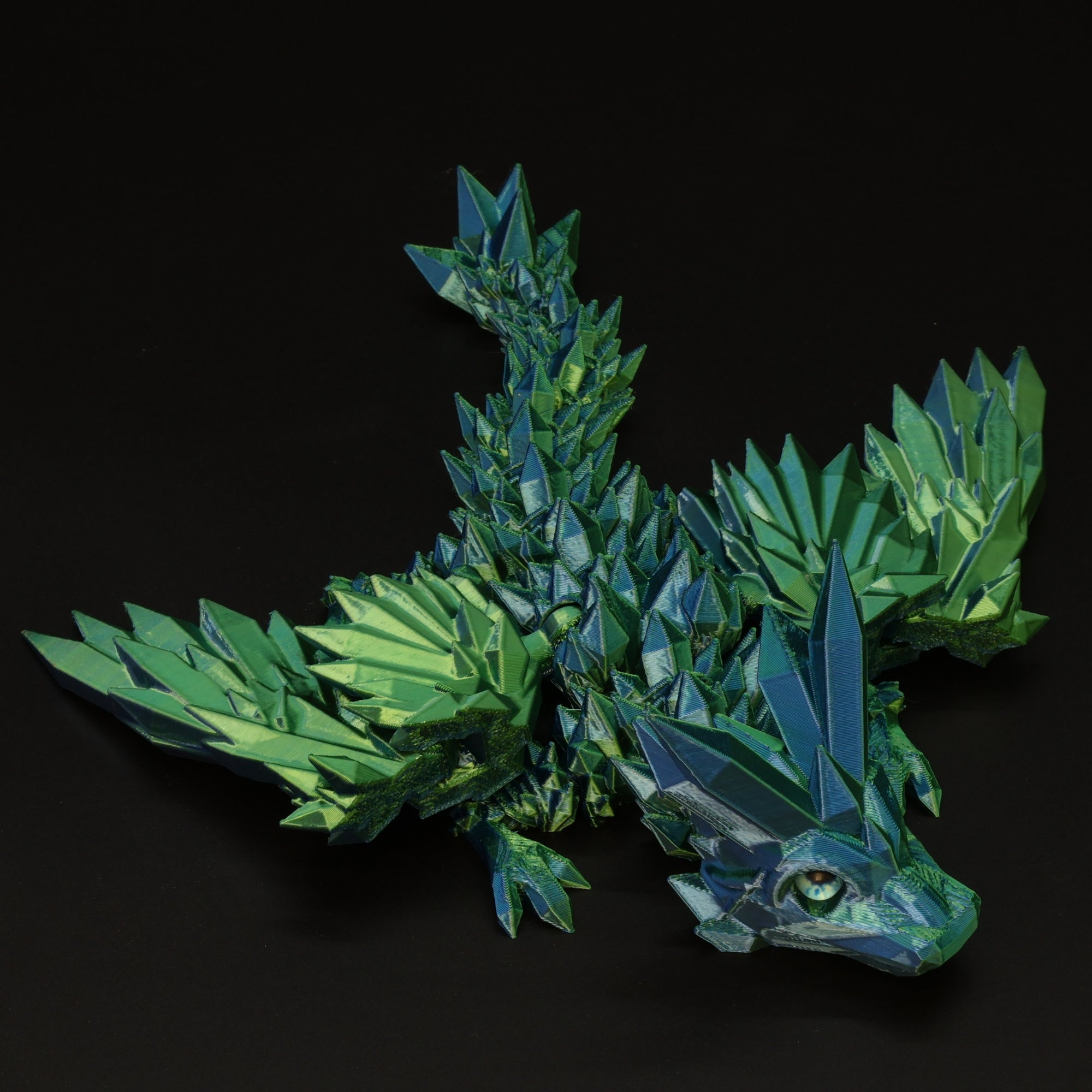 3D Printed Crystal-Winged Dragon w/ Real Eyes
