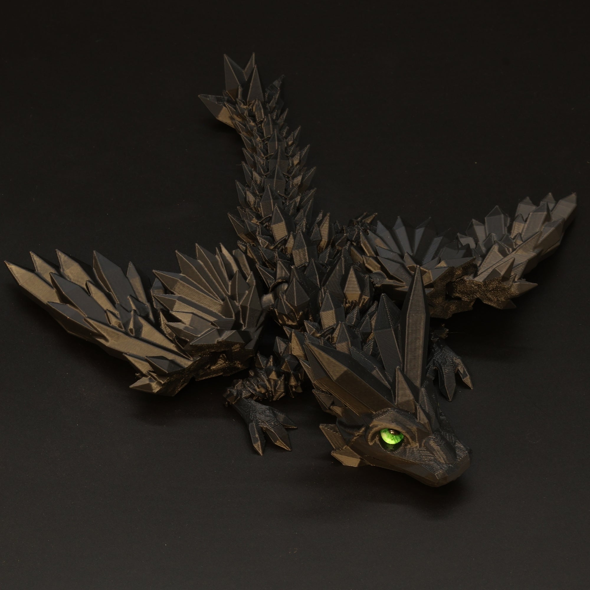 3D Printed Crystal-Winged Dragon w/ Real Eyes
