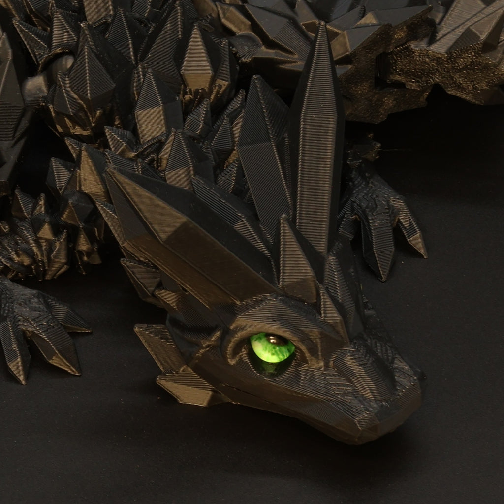 3D Printed Crystal-Winged Dragon w/ Real Eyes