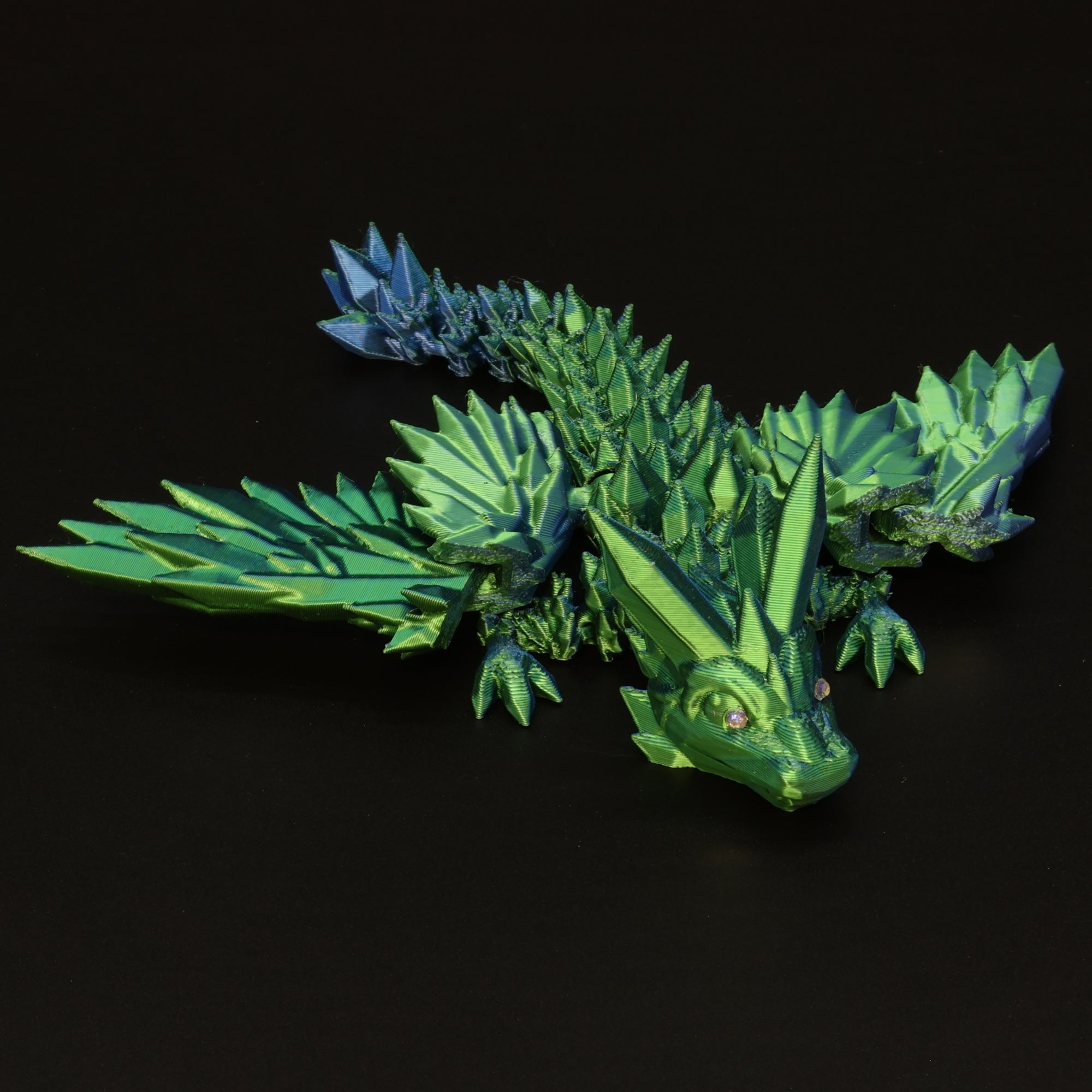 3D Printed Crystal-Winged Dragon w/ Gem Eyes
