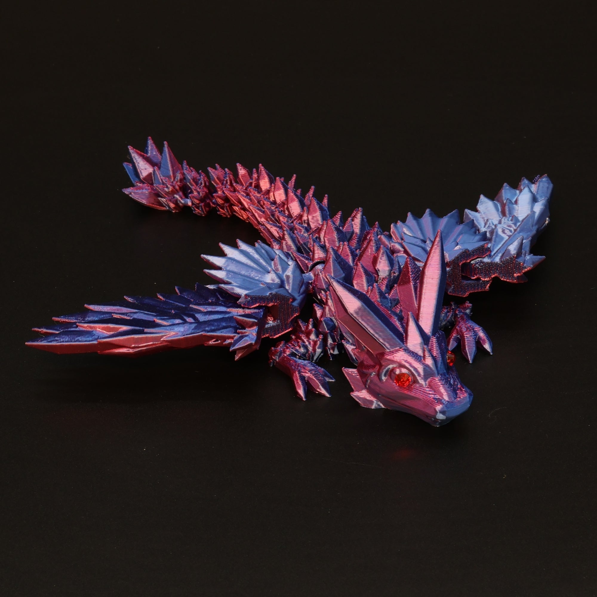 3D Printed Crystal-Winged Dragon w/ Gem Eyes