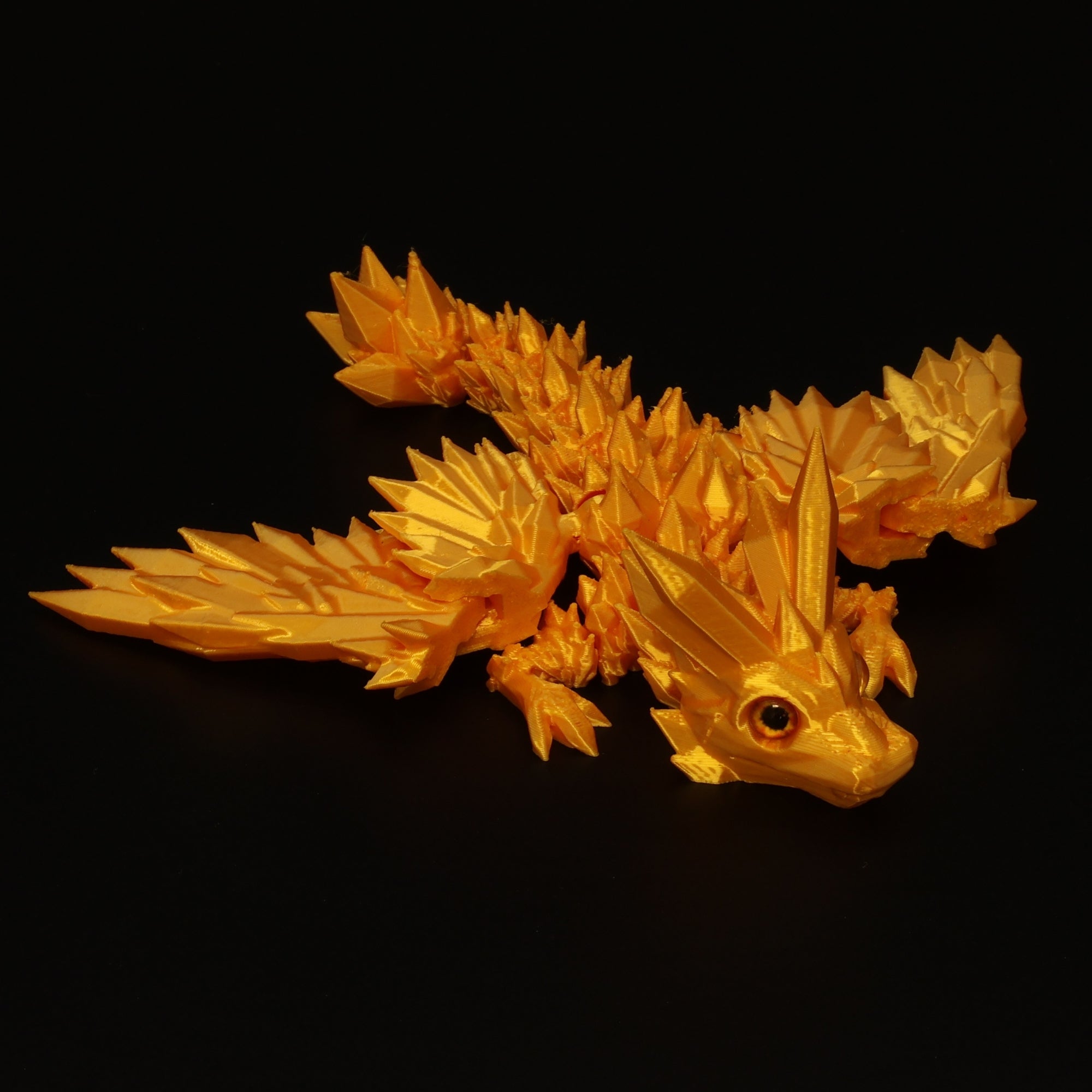 3D Printed Crystal-Winged Dragon w/ Real Eyes