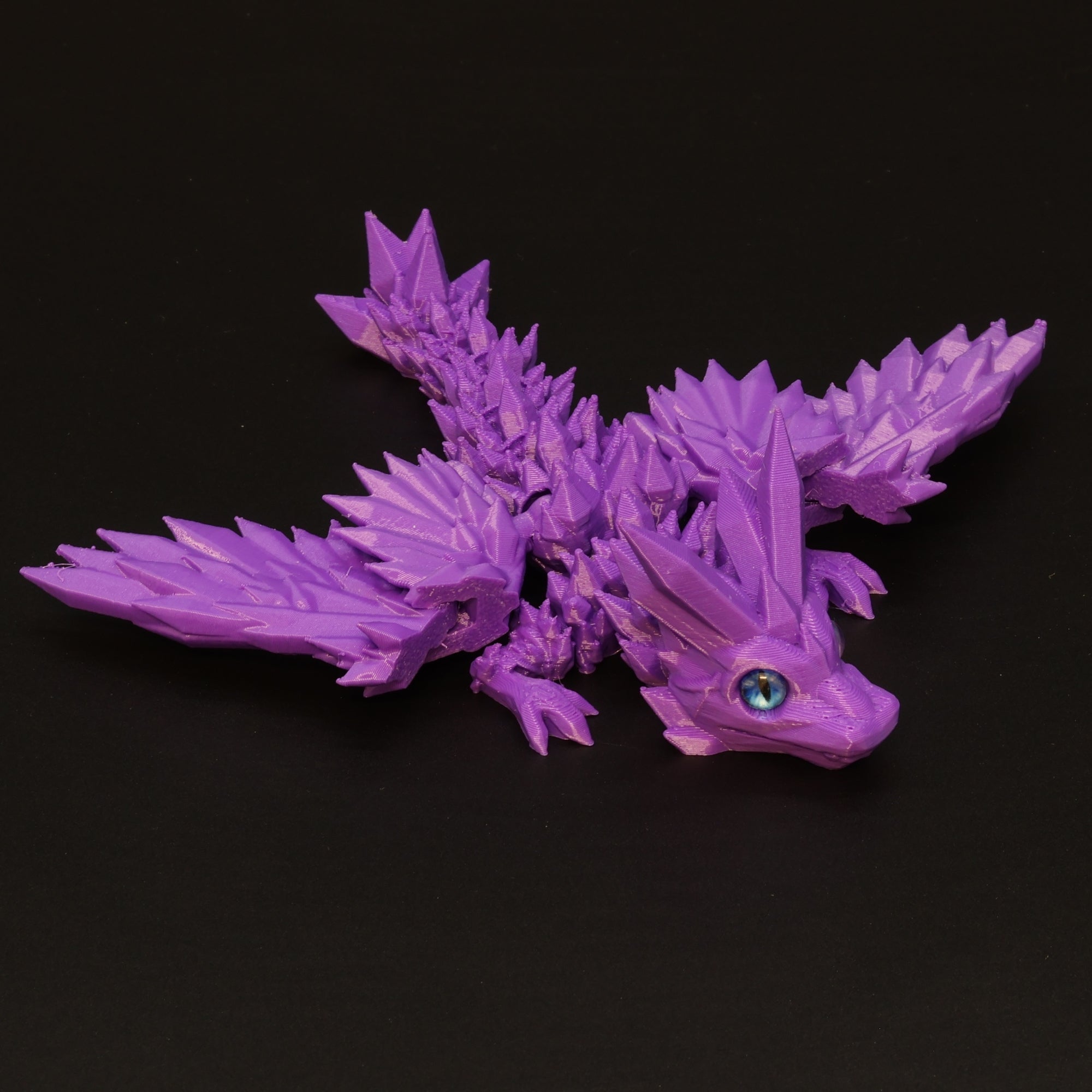 3D Printed Crystal-Winged Dragon w/ Real Eyes