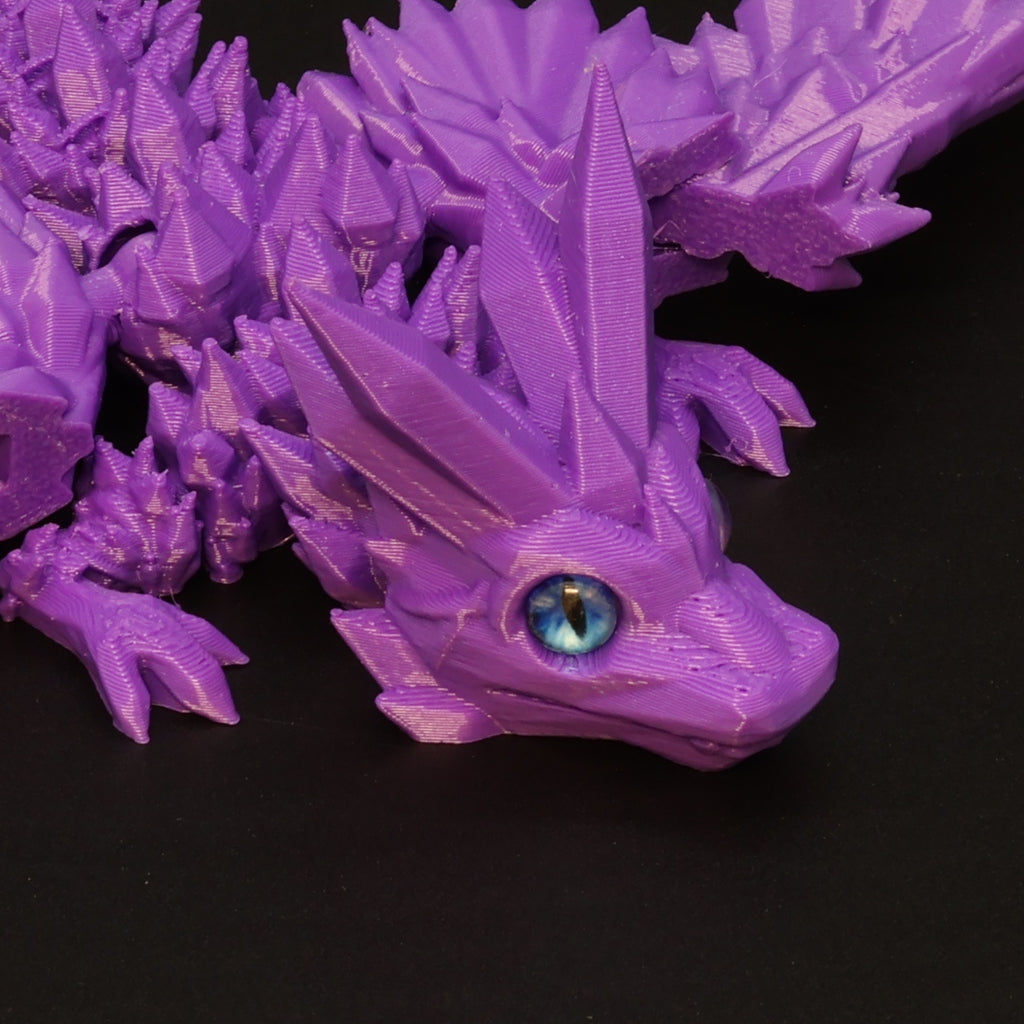 3D Printed Crystal-Winged Dragon w/ Real Eyes