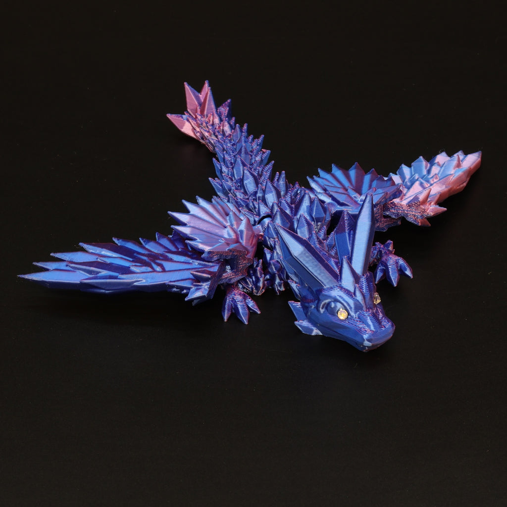 3D Printed Crystal-Winged Dragon w/ Gem Eyes