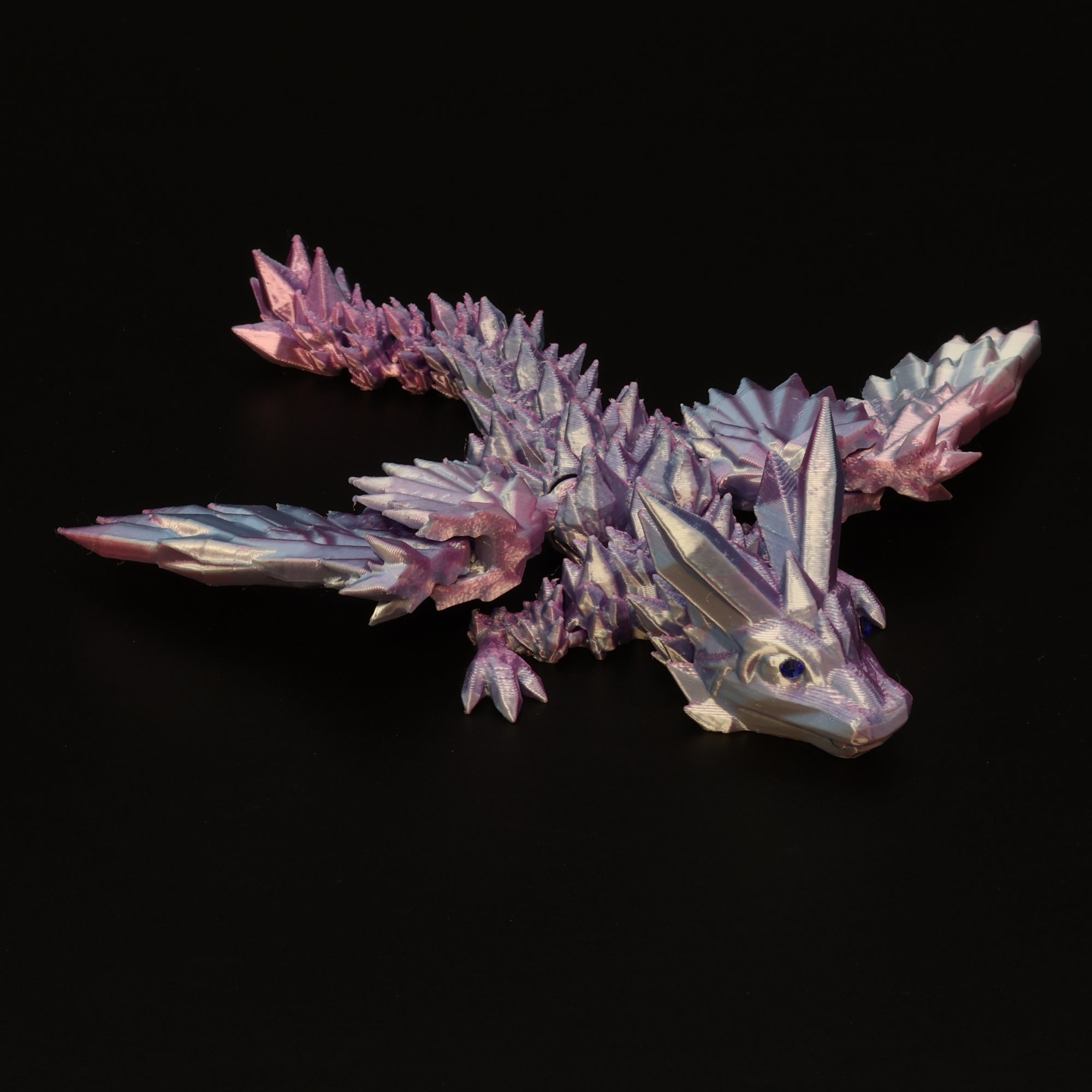 3D Printed Crystal-Winged Dragon w/ Gem Eyes