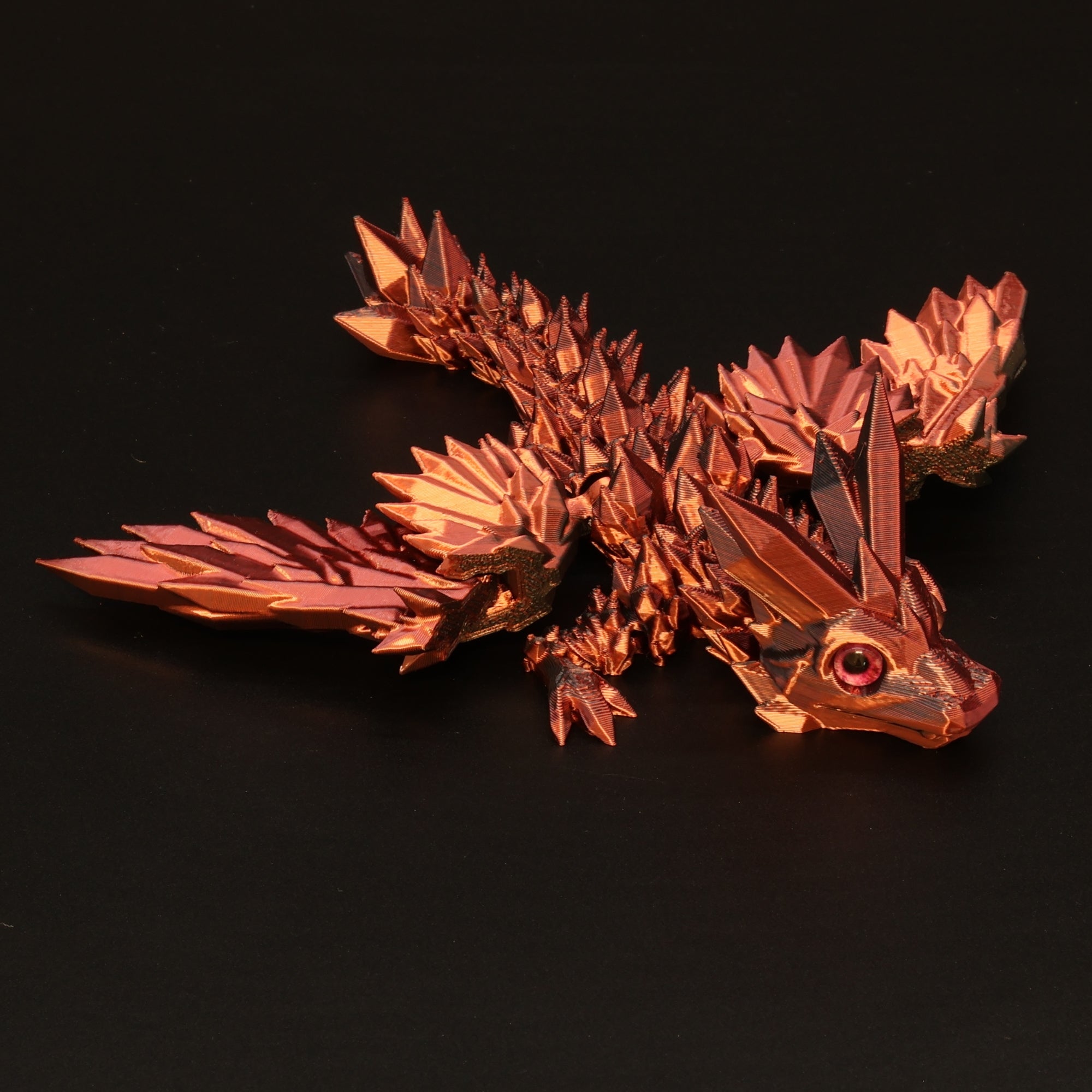 3D Printed Crystal-Winged Dragon w/ Real Eyes
