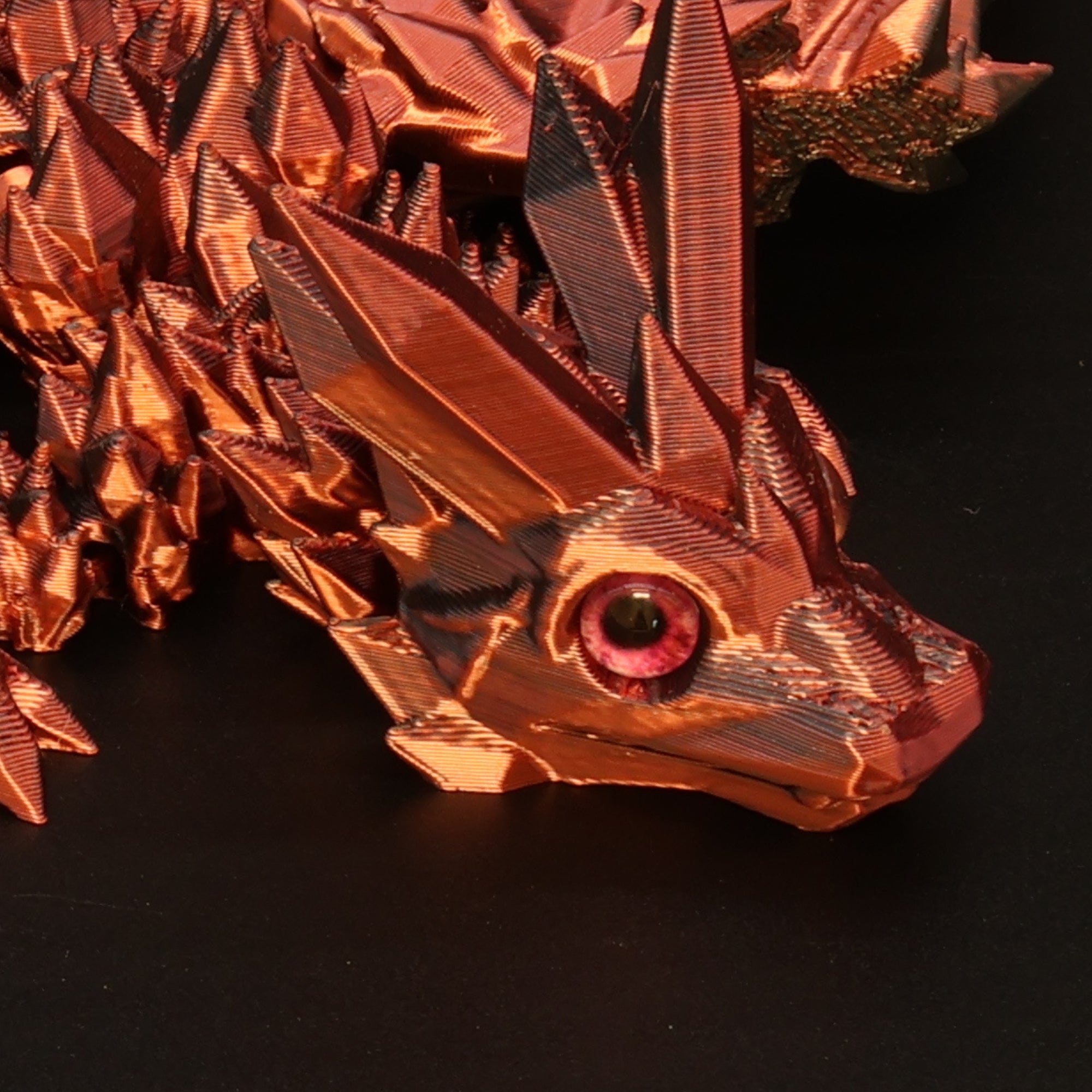 3D Printed Crystal-Winged Dragon w/ Real Eyes