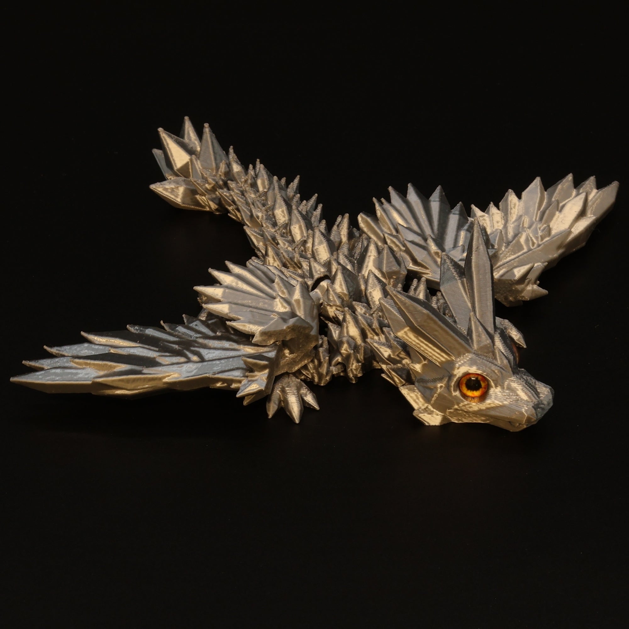 3D Printed Crystal-Winged Dragon w/ Real Eyes