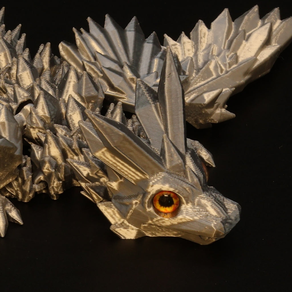 3D Printed Crystal-Winged Dragon w/ Real Eyes