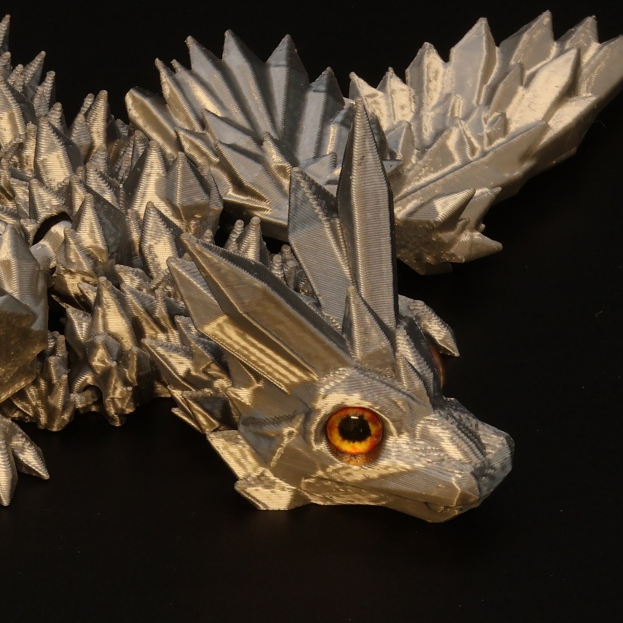 3D Printed Crystal-Winged Dragon w/ Real Eyes