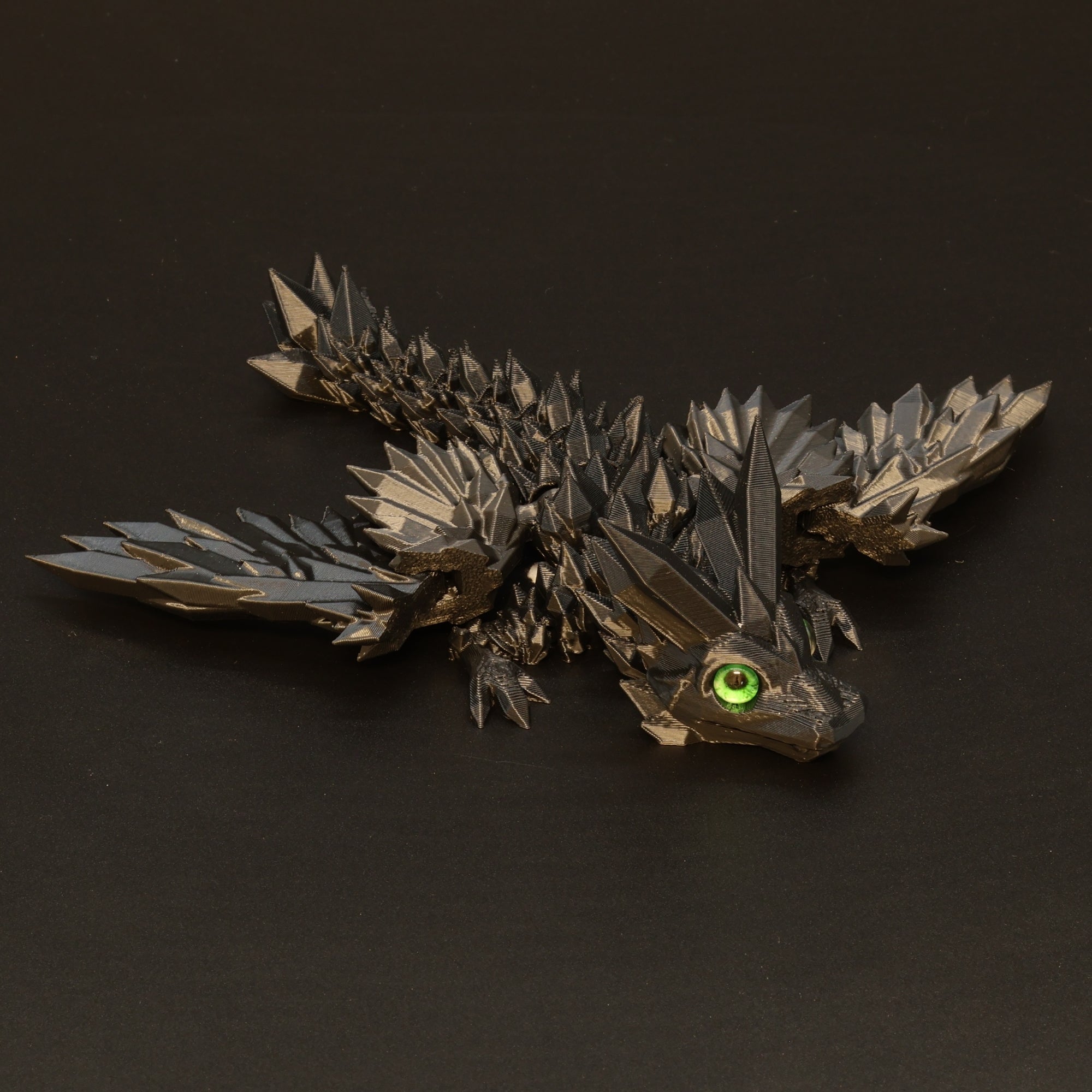 3D Printed Crystal-Winged Dragon w/ Real Eyes