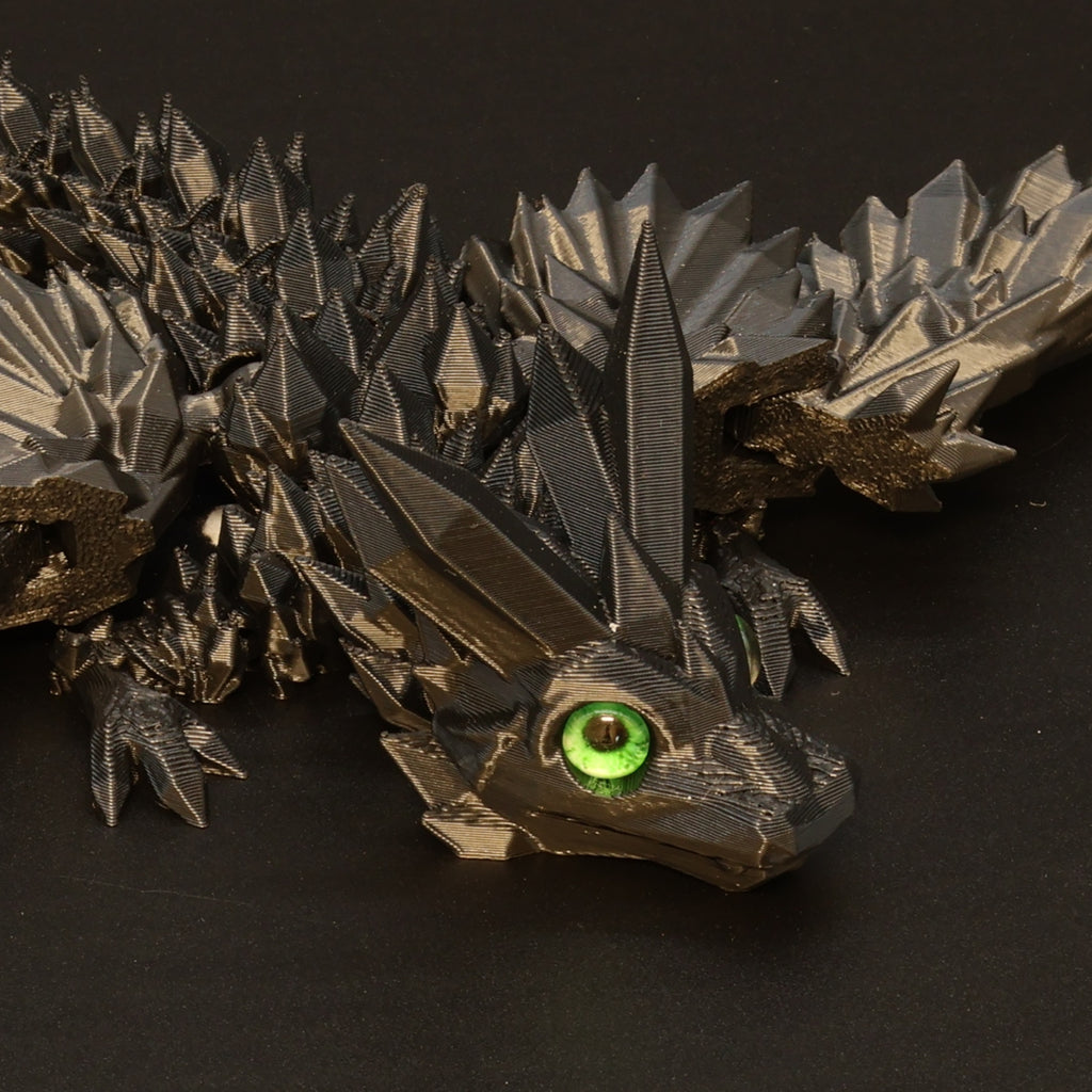 3D Printed Crystal-Winged Dragon w/ Real Eyes