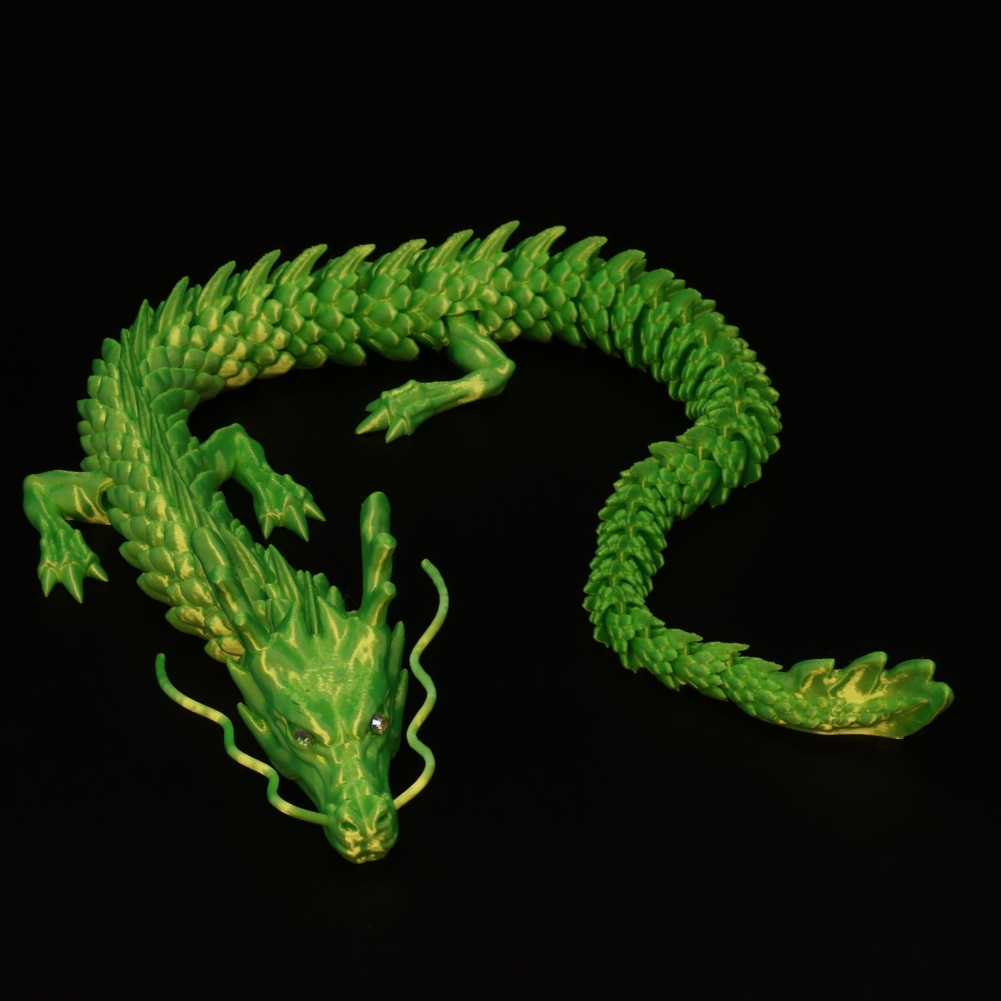 3D Printed Chinese Dragon w/ Gem Eyes