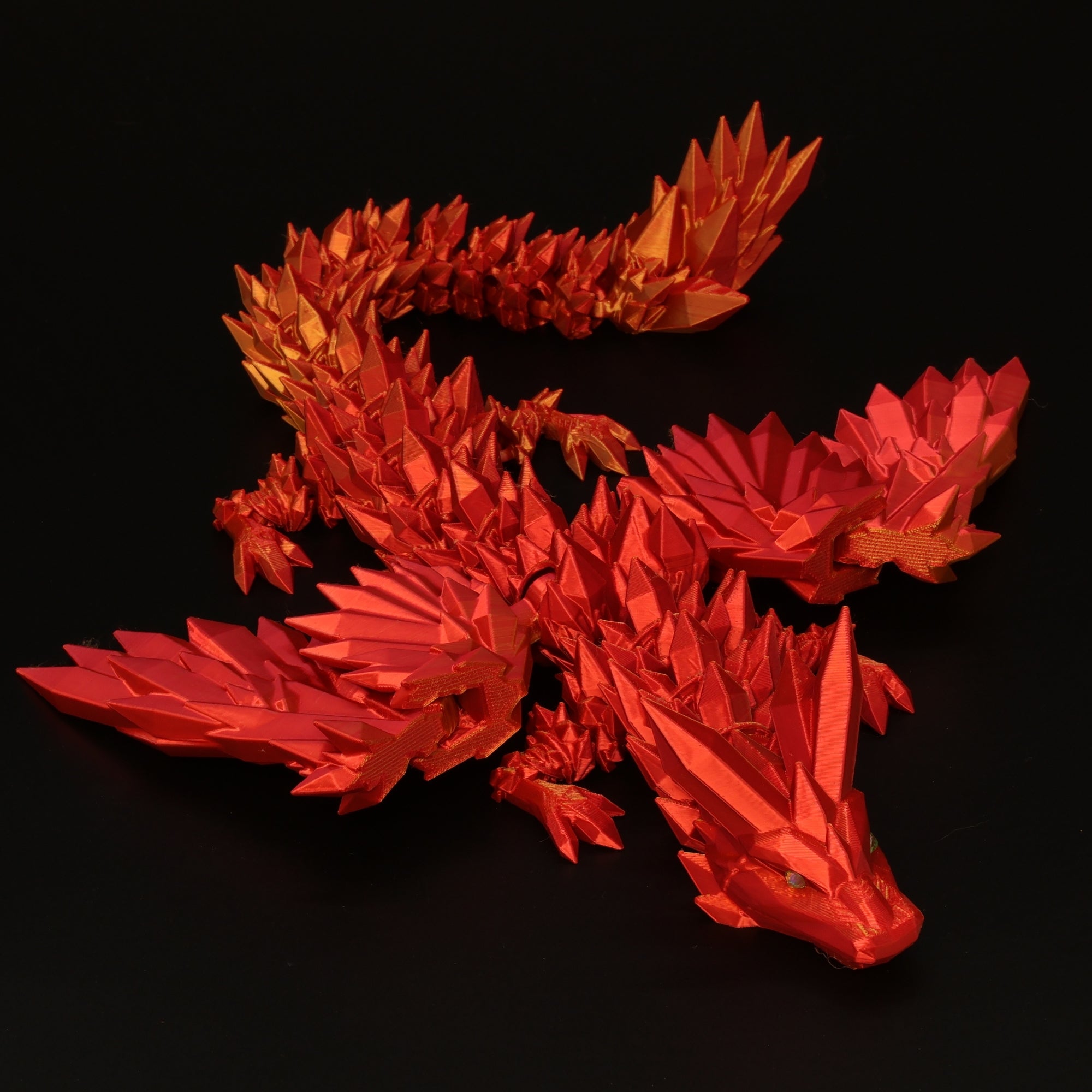 3D Printed Crystal-Winged Dragon w/ Gem Eyes