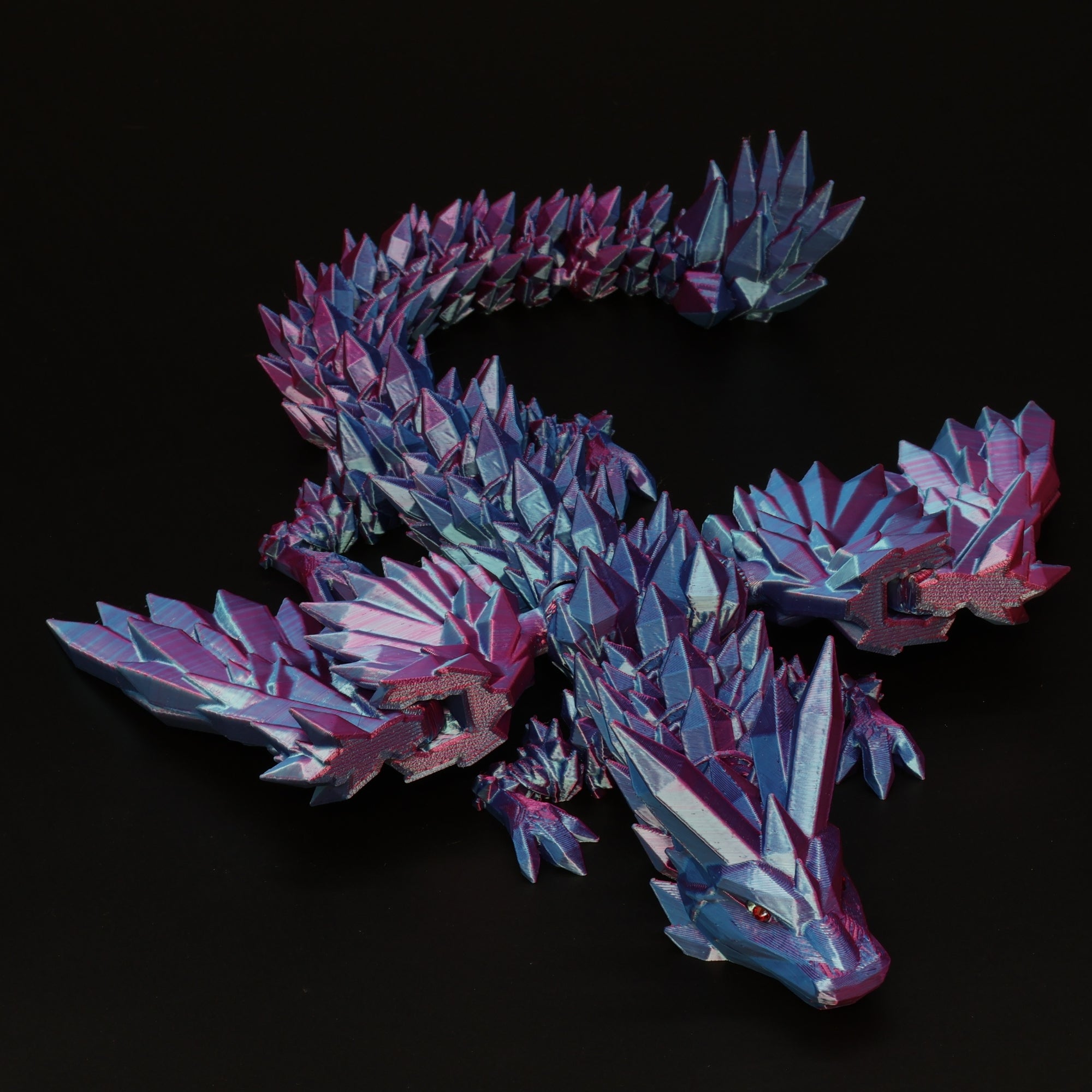 3D Printed Crystal-Winged Dragon w/ Gem Eyes