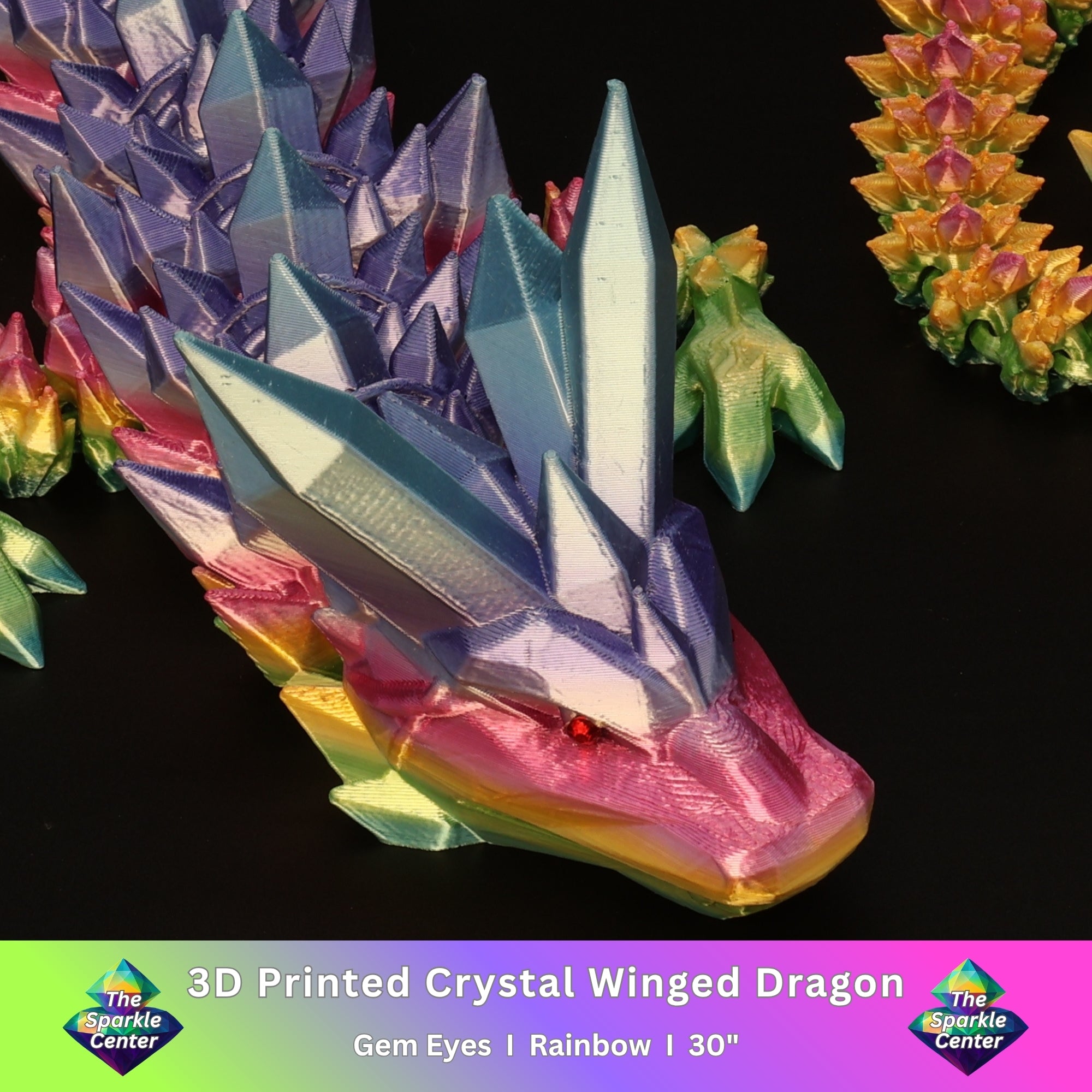 3D Printed Crystal Dragon w/ Gem Eyes