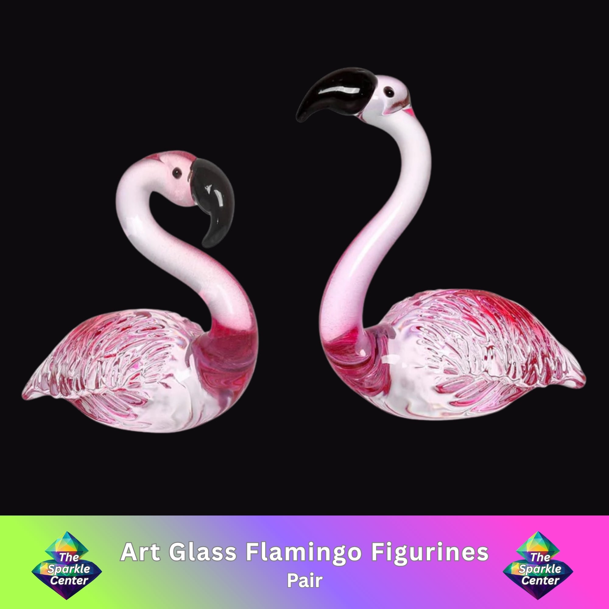 Art Glass Flamingo Figurines (pair)